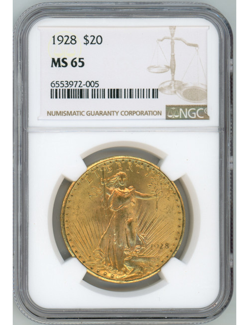 1928 $20 Saint Saint-Gaudens Double Eagle NGC MS65