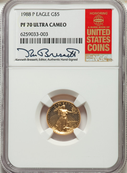 1988-P $5 Tenth-Ounce Gold Eagle NGC MS70