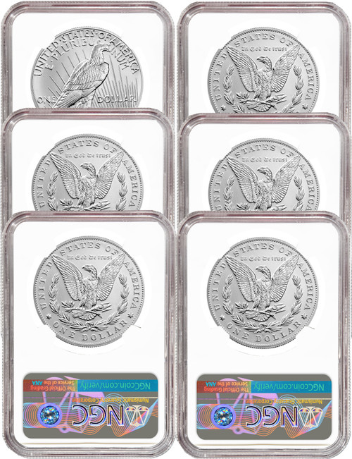 2021 Morgan Peace Dollar NGC MS70 6-pc Complete Set | LCR Coin