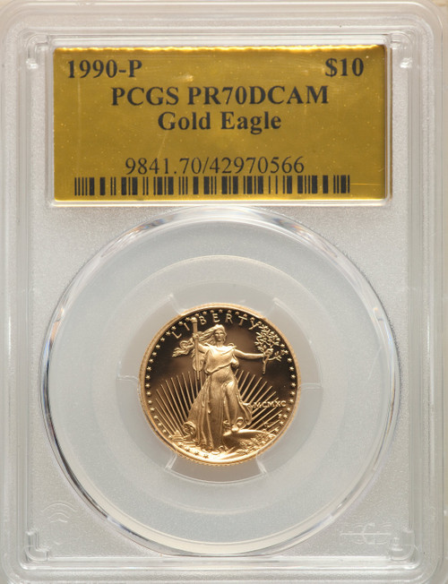 1990-P $10 Quarter-Ounce Gold Eagle PCGS PR70DCAM