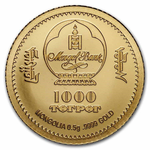 2023 Mongolia 1/2 gram Proof Gold Lunar Year of the Rabbit