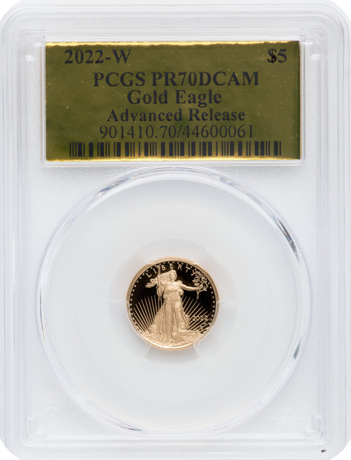 2022-W $5 Tenth Ounce Gold Eagle Advanced Release PCGS PR70