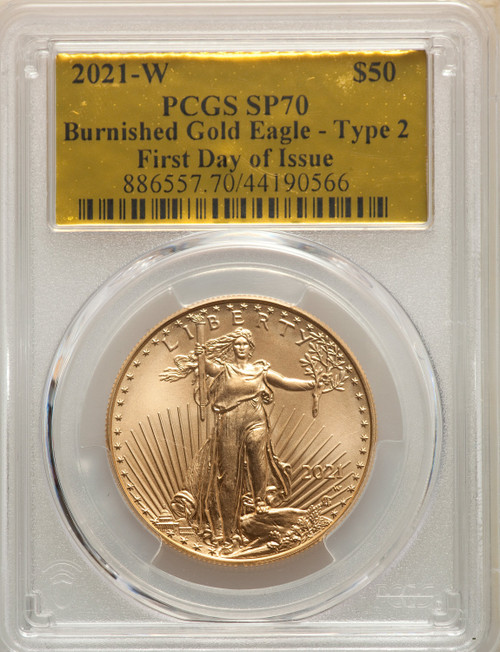 2021-W One-Ounce Gold Eagle Type Two Burnished FDI PCGS MS70