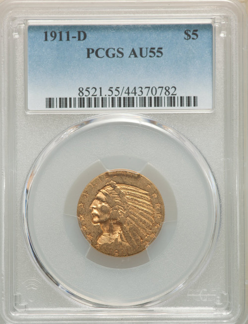 1911-D $5 Indian Half Eagle PCGS AU55