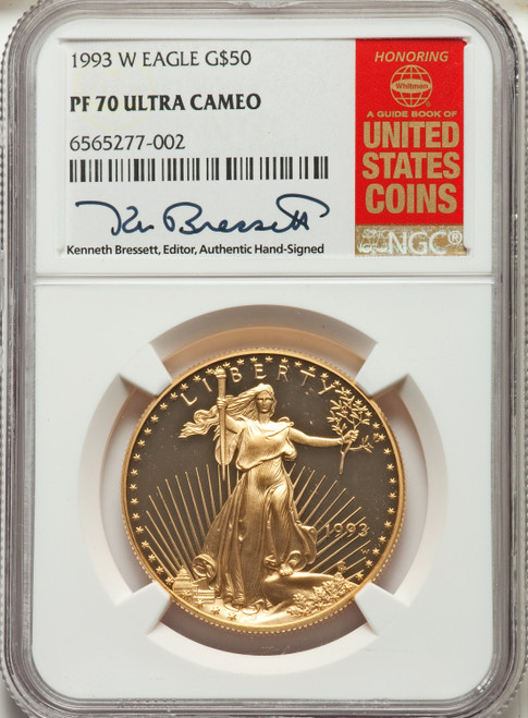 1993-W $50 One-Ounce Gold Eagle NGC MS70