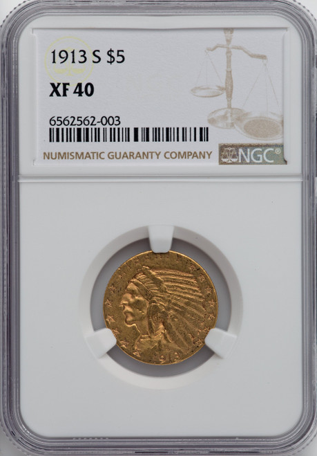 1913-S $5 Indian Half Eagle NGC XF40
