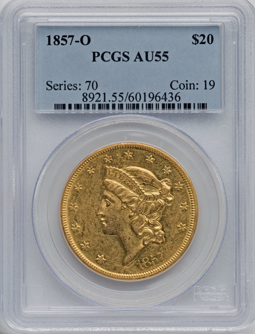1857-O $20 Liberty Double Eagle PCGS AU55
