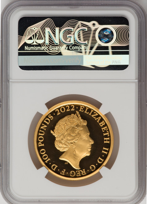 Elizabeth II gold Proof  King James I  100 Pounds (1 oz) 2022 PR70 Ultra Cameo NGC World Coins NGC MS70