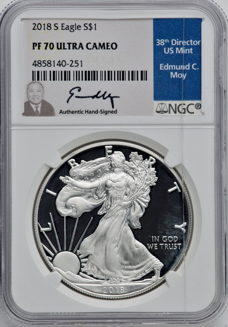 2018-S  Silver Eagle NGC PF70 Ed Moy