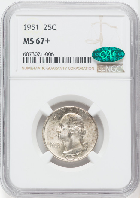 1951 25C CAC NGC Plus Washington Quarter NGC MS67+