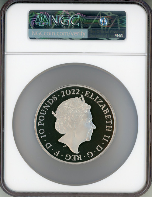 Elizabeth II silver Proof  King George I  10 Pounds (10 oz) 2022 PR70 Ultra Cameo NGC World Coins NGC MS70