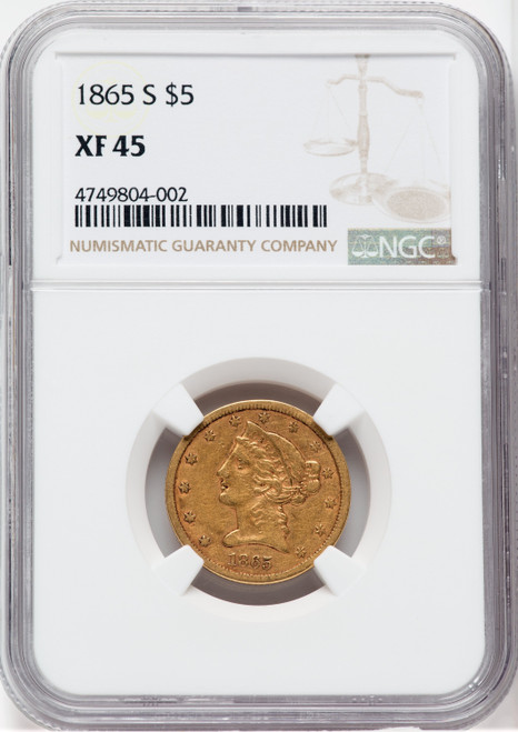1865-S $5 Liberty Half Eagle NGC XF45