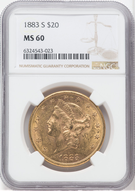1883-S $20 Liberty Double Eagle NGC MS60