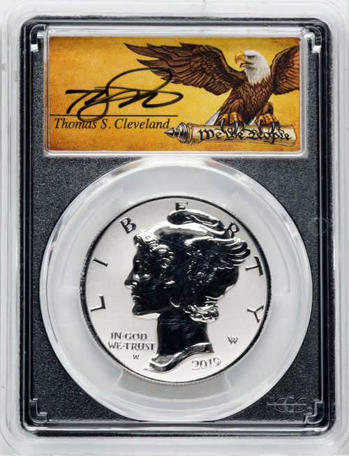 2019-W $25 Palladium Reverse Proof First Day of Issue Thomas Cleveland Scroll PCGS PR70