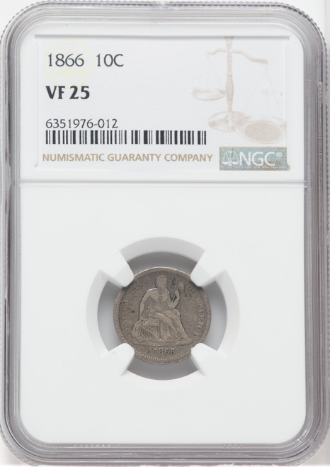 1866 10C Seated Dime NGC VF25