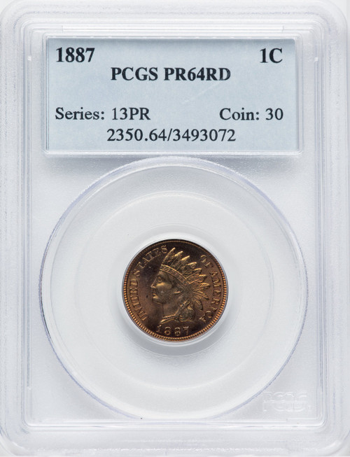 1887 1C RD Proof Indian Cent PCGS PR64
