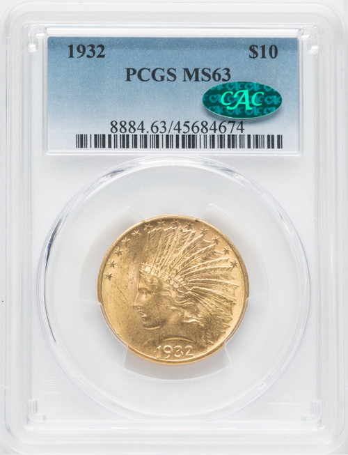 1932 $10 CAC Indian Eagle PCGS MS63