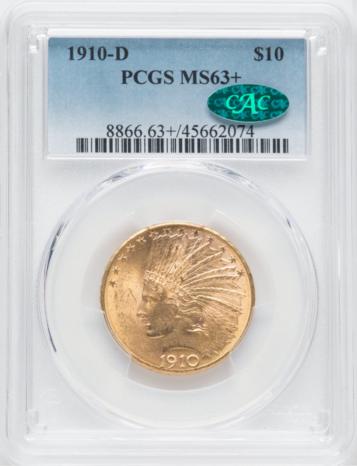 1910-D $10 CAC Indian Eagle PCGS MS63+