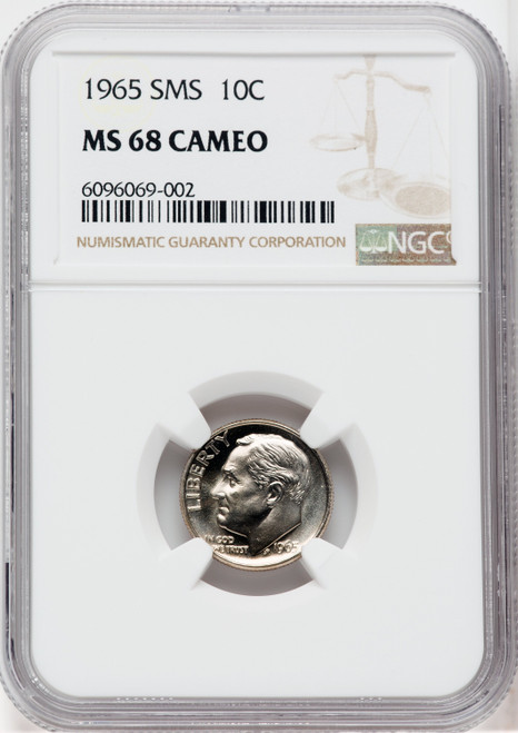1965 10C SMS CA SMS Roosevelt Dime NGC MS68