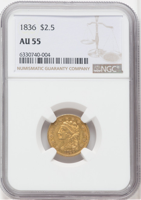 1836 $2.50 Script 8 Classic Quarter Eagle NGC AU55