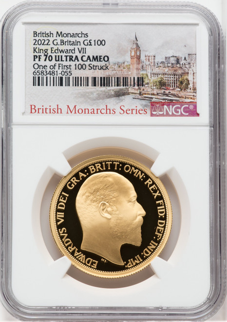 Elizabeth II gold Proof  King Edward VII  100 Pounds (1 oz) 2022 PR70 Ultra Cameo NGC World Coins NGC MS70