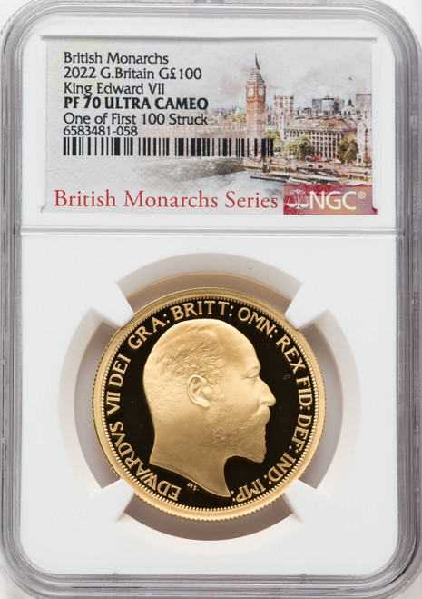 Elizabeth II gold Proof  King Edward VII  100 Pounds (1 oz) 2022 PR70 Ultra Cameo NGC World Coins NGC MS70