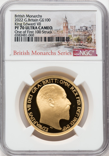 Elizabeth II gold Proof  King Edward VII  100 Pounds (1 oz) 2022 PR70 Ultra Cameo NGC World Coins NGC MS70
