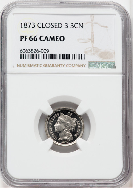 1873 3CN Closed 3 CA Proof Three Cent Nickel NGC PR66