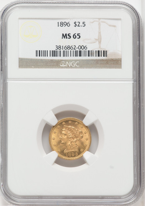 1896 $2.50 Liberty Quarter Eagle NGC MS65