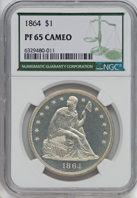 1864 S$1 CA Proof Seated Dollar NGC PR65