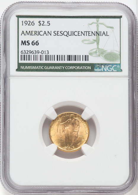 1926 $2.50 SESQUI Commemorative Gold NGC MS66