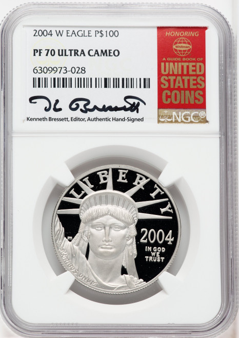 2004-W P$100 One-Ounce American Platinum Eagle Statue of Liberty NGC PF70