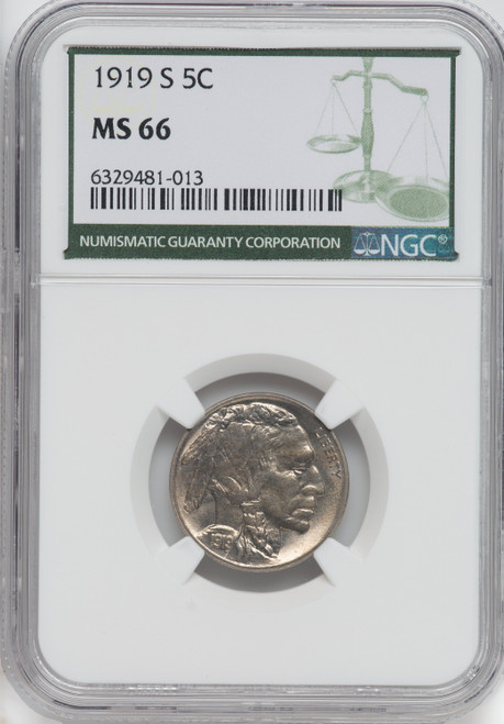 1919-S 5C Buffalo Nickel NGC MS66