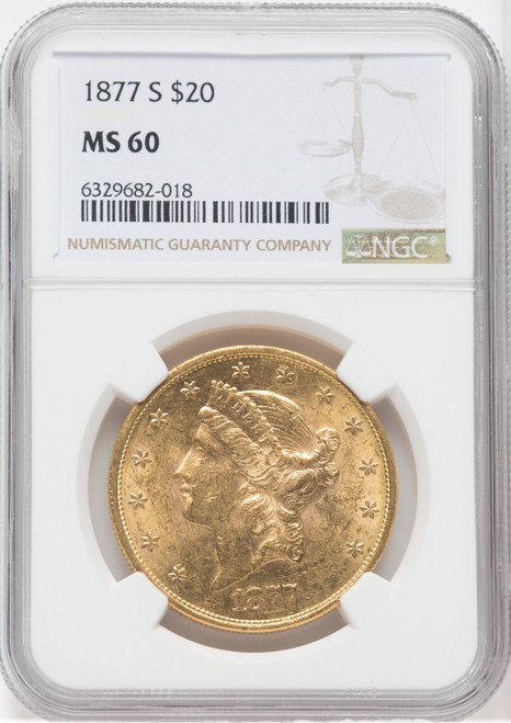 1877-S $20 Liberty Double Eagle NGC MS60