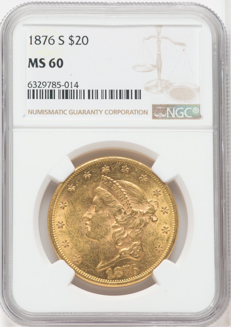 1876-S $20 Liberty Double Eagle NGC MS60