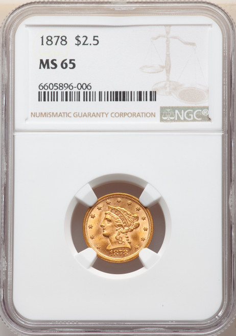 1878 $2.50 Liberty Quarter Eagle NGC MS65