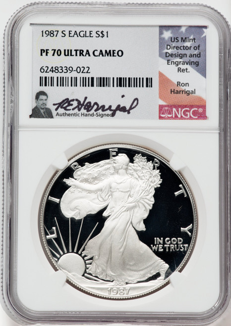 1987-S American Silver Eagle NGC PF70 Ultra Cameo John Mercanti