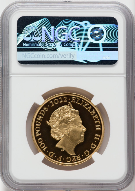 Elizabeth II gold Proof  King James I  100 Pounds (1 oz) 2022 PR70 Ultra Cameo NGC World Coins NGC MS70