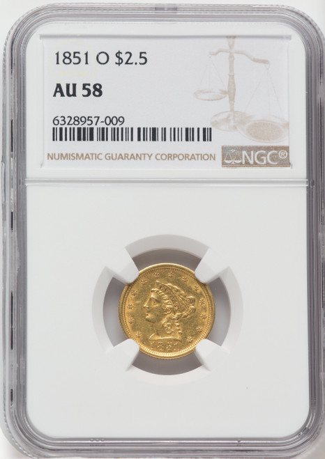 1851-O $2.50 Liberty Quarter Eagle NGC AU58
