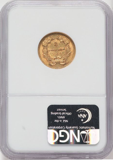 1854 $3 Three Dollar Gold Pieces NGC AU58