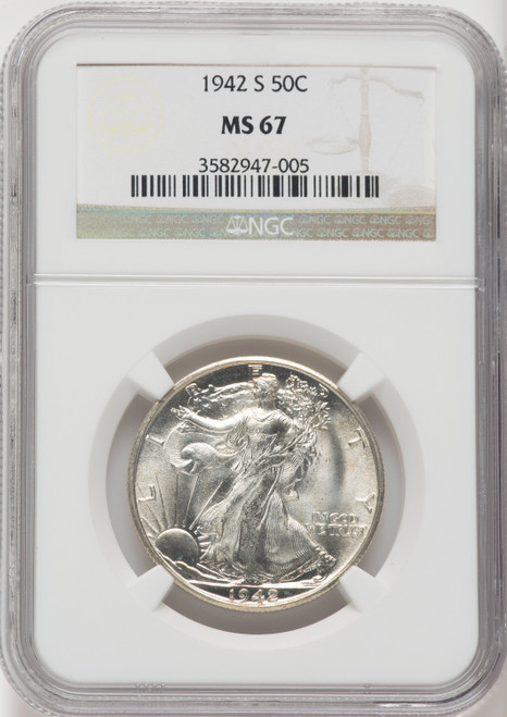 1942-S 50C Walking Liberty Half Dollar NGC MS67