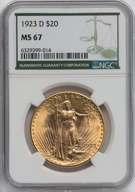 1923-D $20 Saint-Gaudens Double Eagle NGC MS67