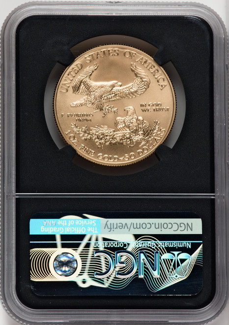 2019-W $50 One-Ounce Burnished Gold Eagle First Day of Issue NGC MS70 Joel Iskowitz