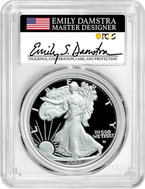 2023-W Silver Eagle First Day of Issue PR70 PCGS Damstra Signed