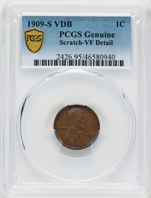 1909-S 1C VDB BN Genuine Lincoln Cent Genuine PCGS VF20