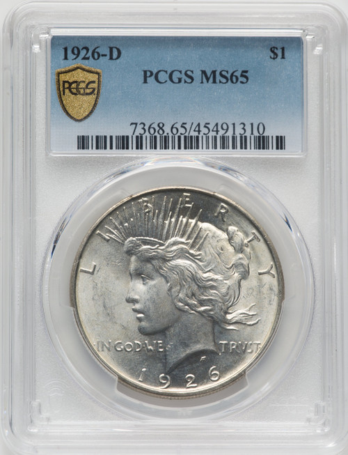 1926-D $1 Peace Dollar PCGS MS65