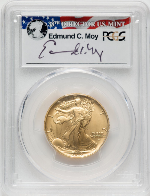 2016-W 50C Walking Liberty Half-Ounce Gold First Strike Moy Signature 1 of 503 PCGS SP70