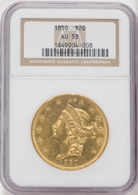 1850 $20 Liberty Double Eagle NGC AU58