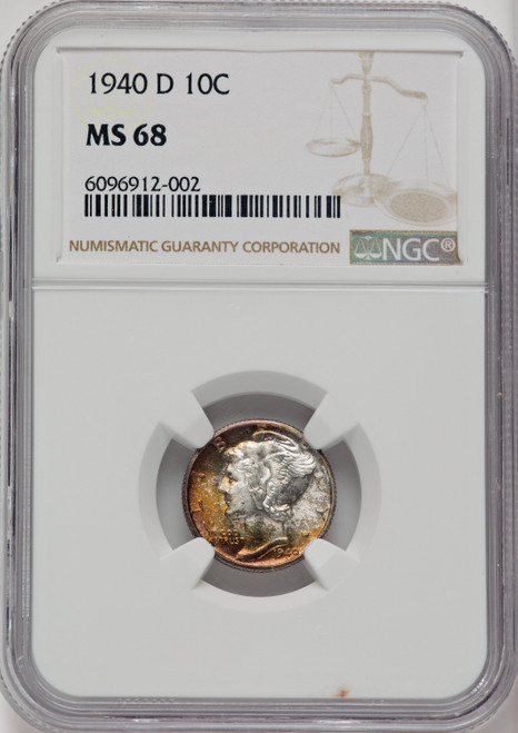1940-D 10C Mercury Dime NGC MS68