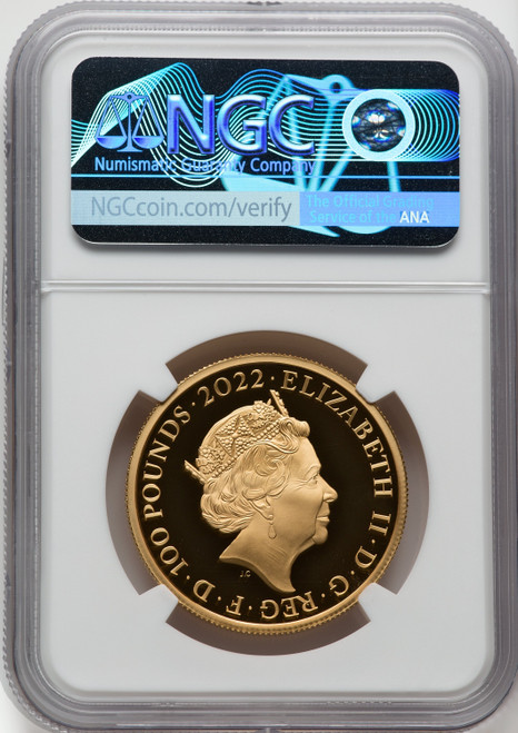 Elizabeth II gold  George I  100 Pounds 2022 PR70 Ultra Cameo NGC One of First 100 Struck World Coins NGC MS70